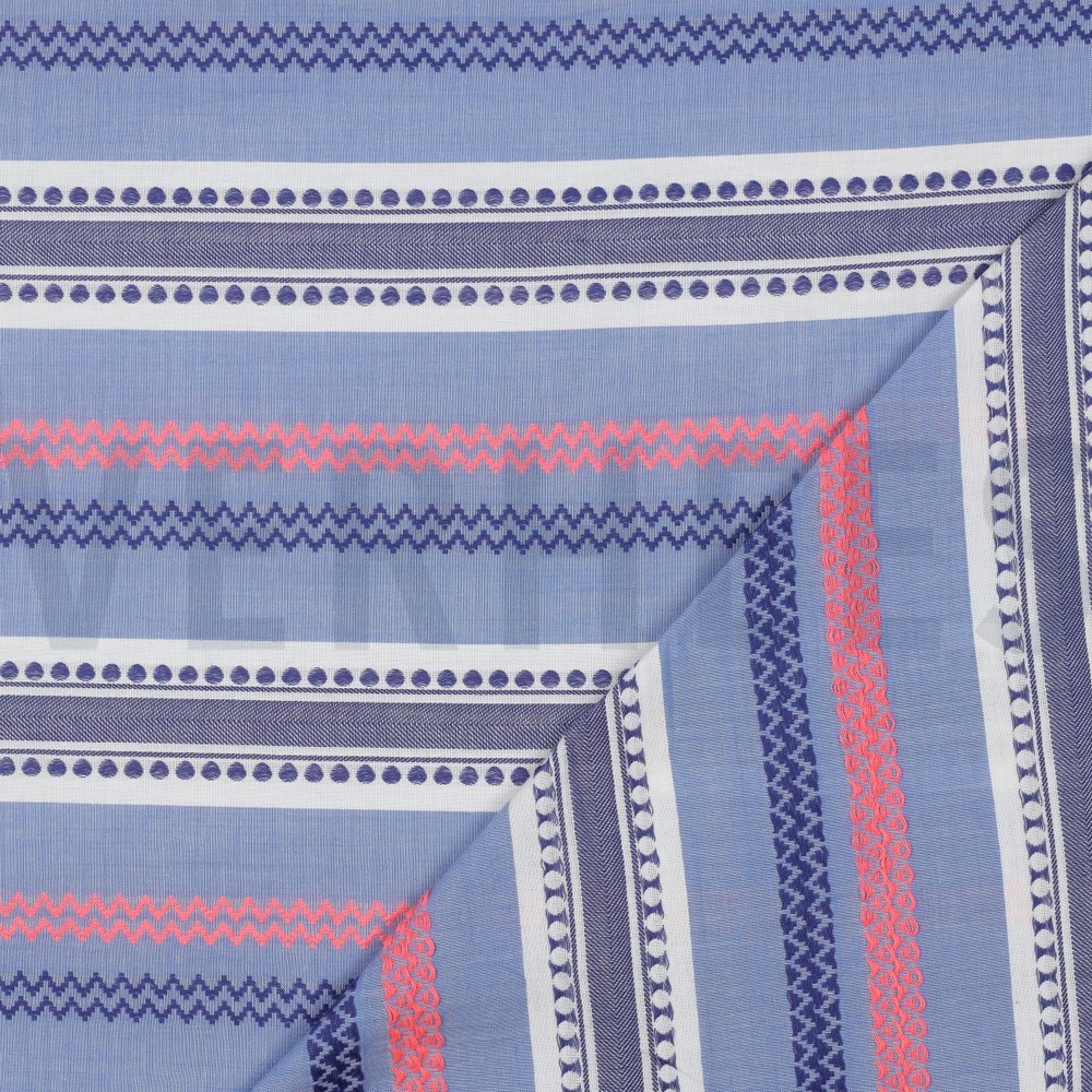 COTON TEINT ET FIL JACQUARD NÉON BLEU CLAIR #7