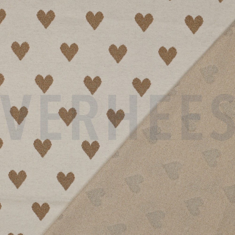 KNITTED JACQUARD LUREX HEARTS NATURAL #7