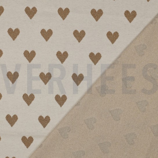 KNITTED JACQUARD LUREX HEARTS NATURAL #7