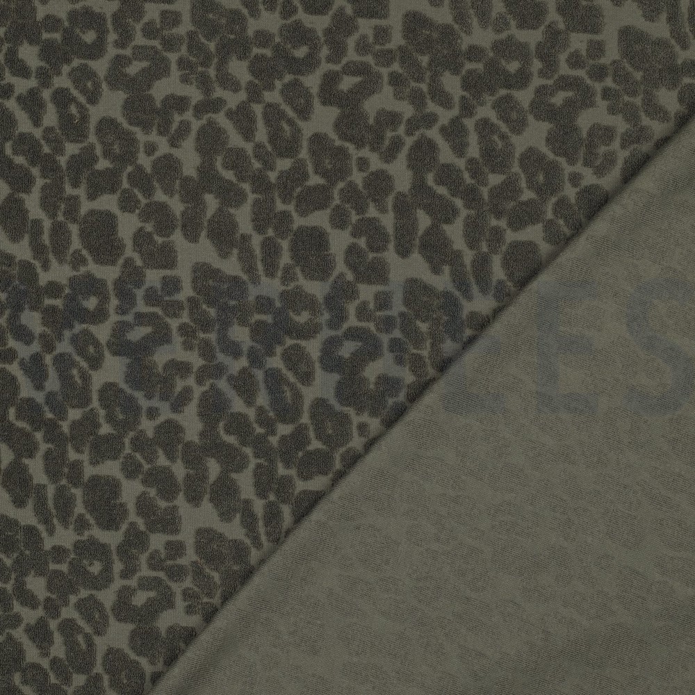 COTTON TOWELLING KNIT ANIMAL SKIN DARK GREEN #7