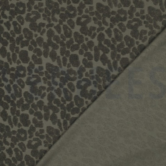 COTTON TOWELLING KNIT ANIMAL SKIN DARK GREEN #7