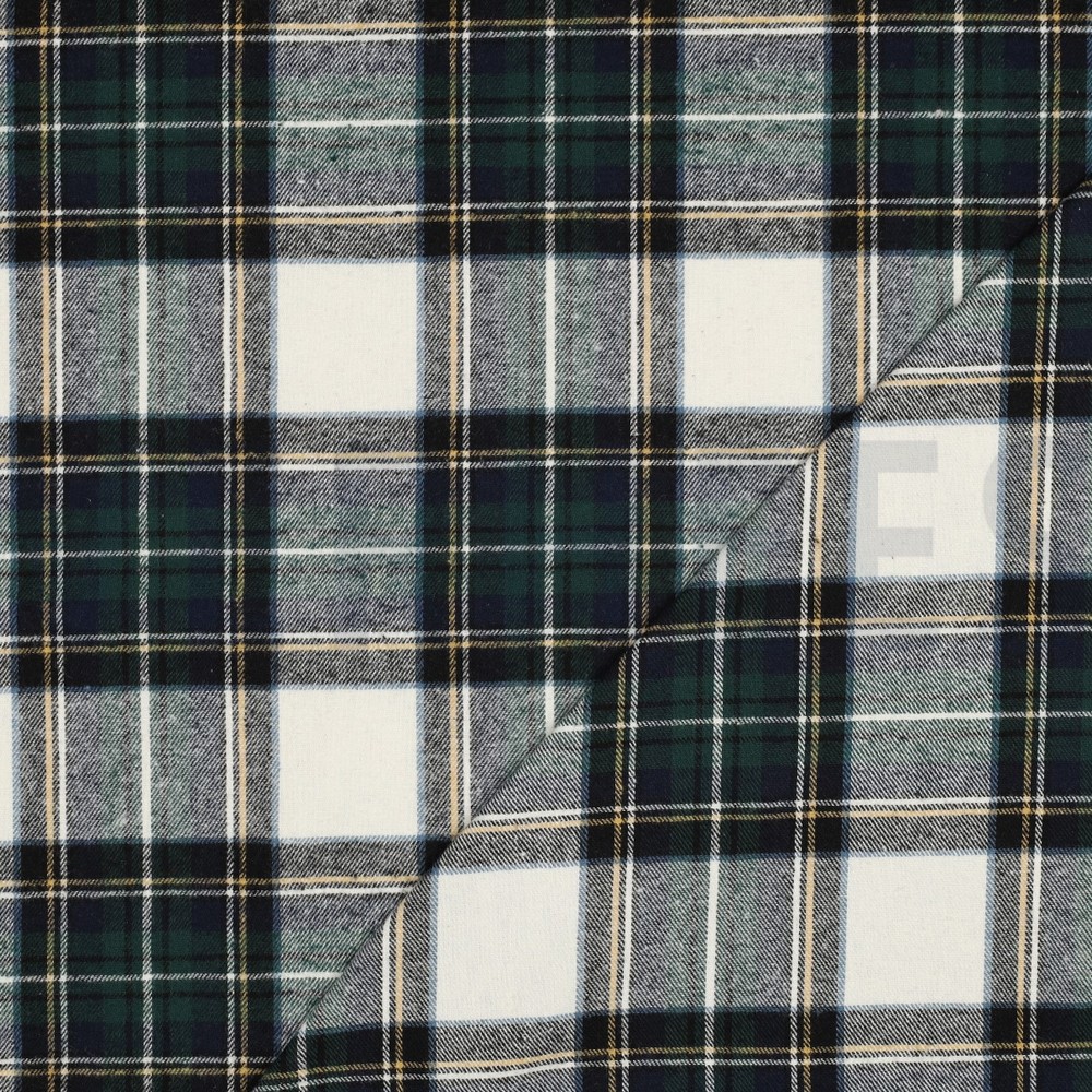 COTTON YARN DYED BRUSHED CHECKS ECRU/NAVY #7