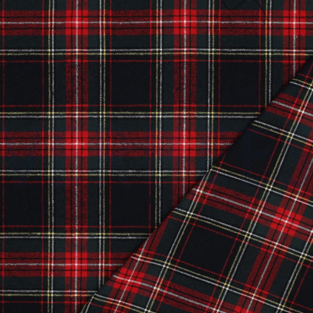 COTTON YARN DYED BRUSHED CHECKS NAVY/RED #7