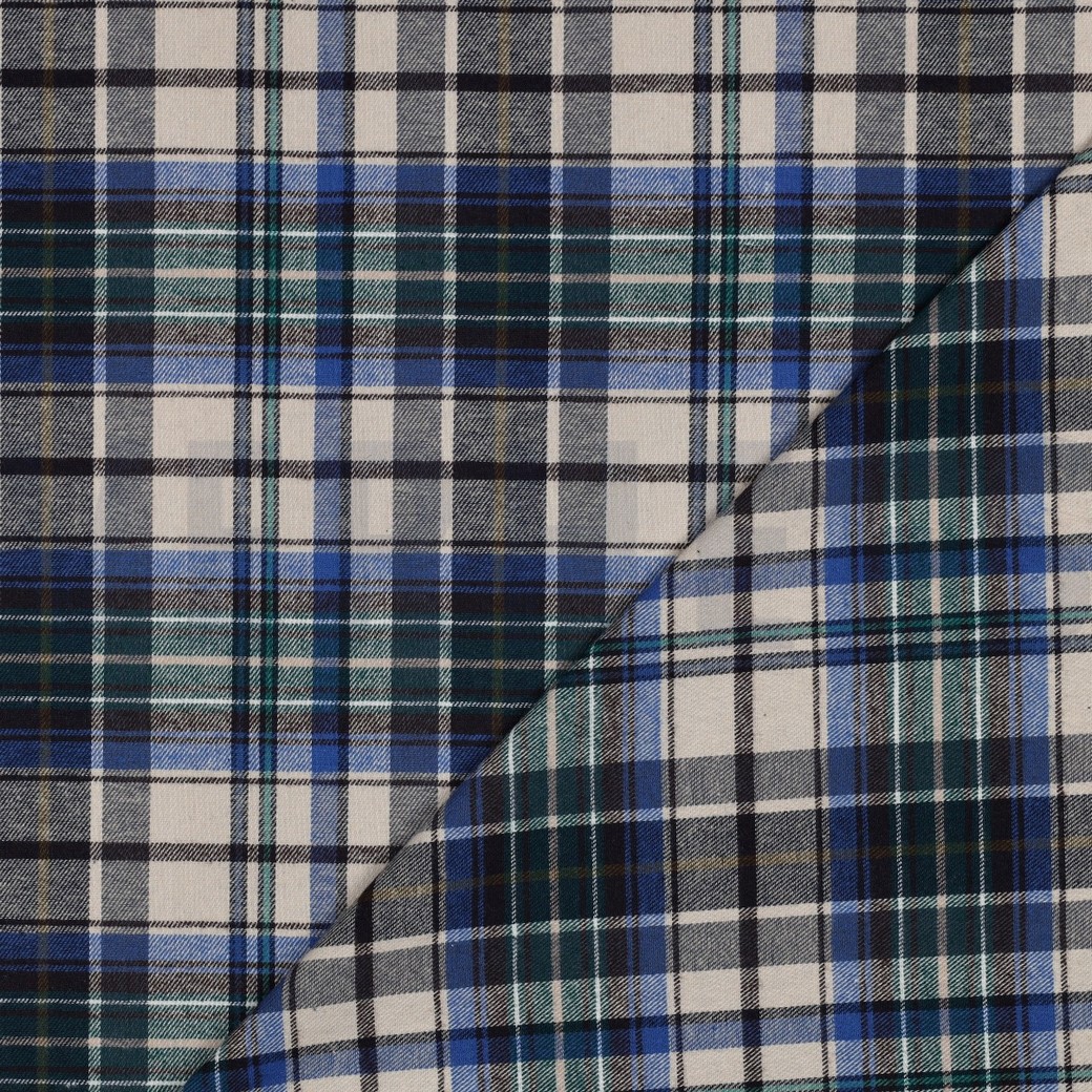 COTTON YARN DYED BRUSHED CHECKS BLUE #7