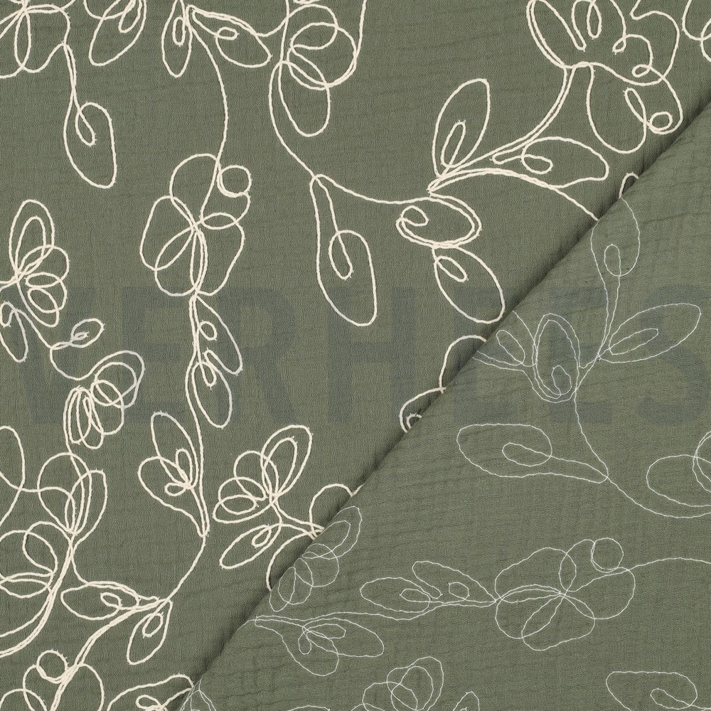 DOUBLE GAUZE EMBROIDERY BLOEMEN AUGURK #7