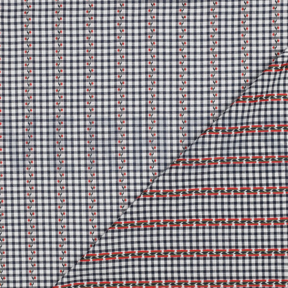 COTON JACQUARD FLEURS BLEU MARINE #7