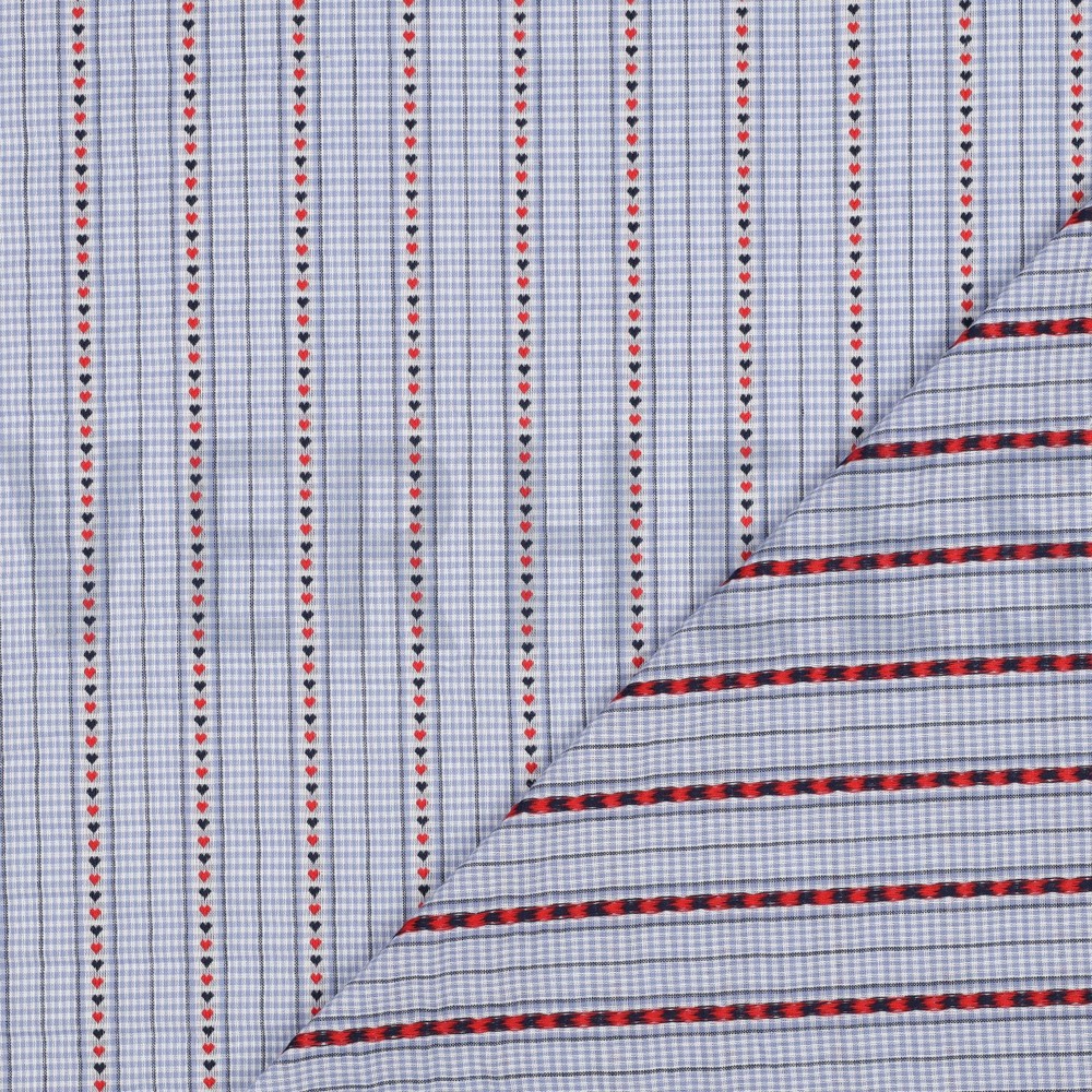 COTON JACQUARD COEURS BLEU CLAIR #7