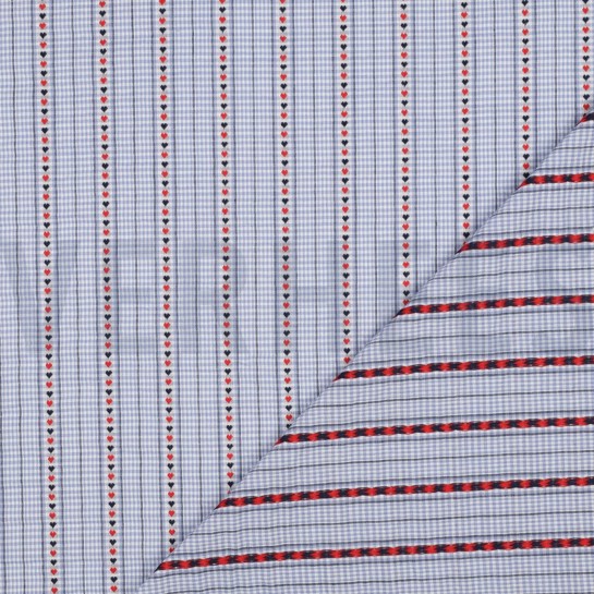 BAUMWOLLE JACQUARD HERZEN HELLBLAU #7