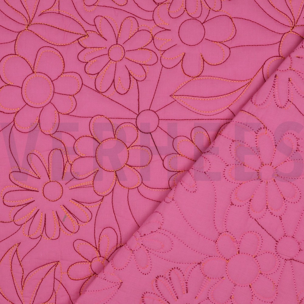 COTON MATELASSÉ FLEURS ROSE #7