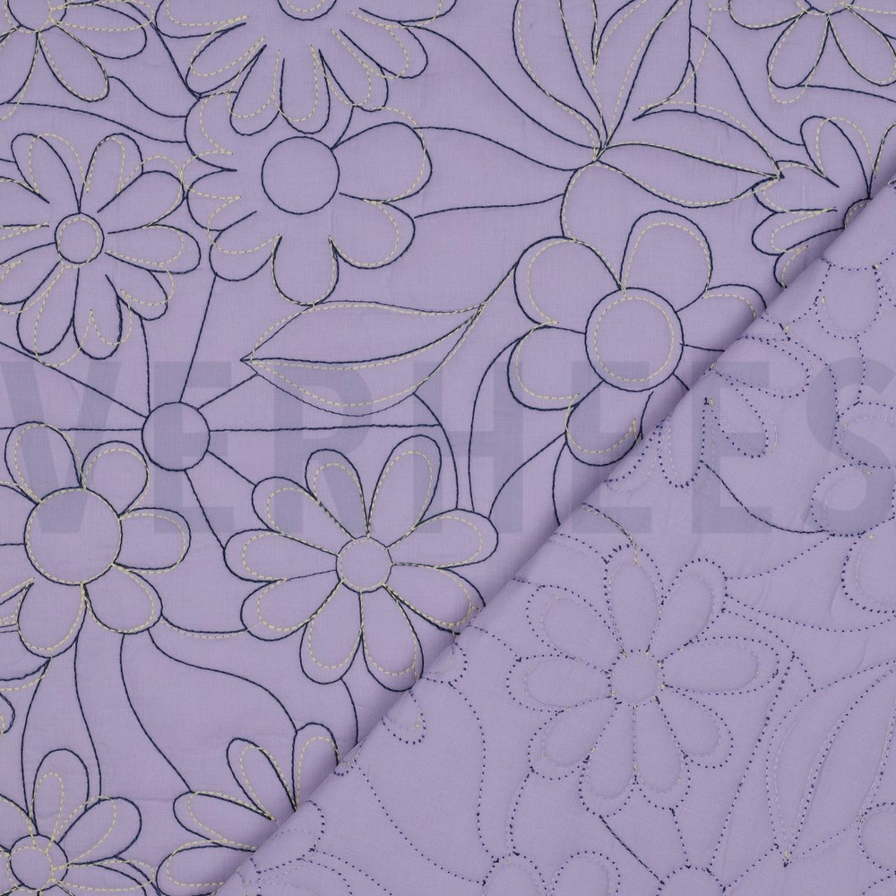 BAUMWOLLE GESTEPPT BLUMEN LAVENDEL #7