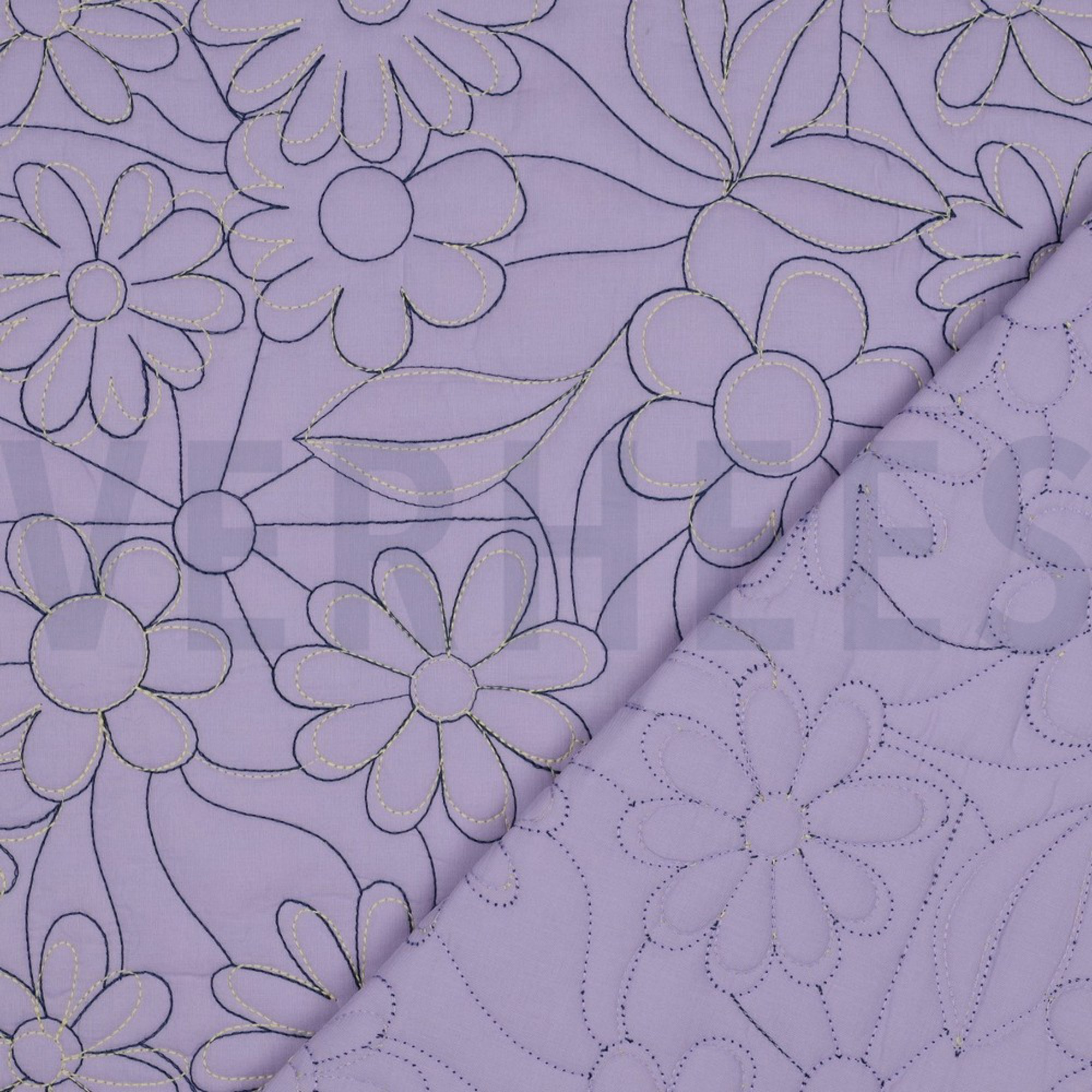 KATOEN GEWATTEERD BLOEMEN LAVENDEL (high resolution) #4