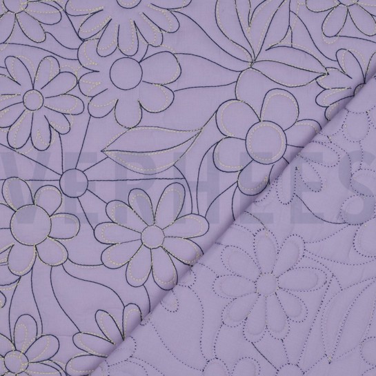 KATOEN GEWATTEERD BLOEMEN LAVENDEL #7