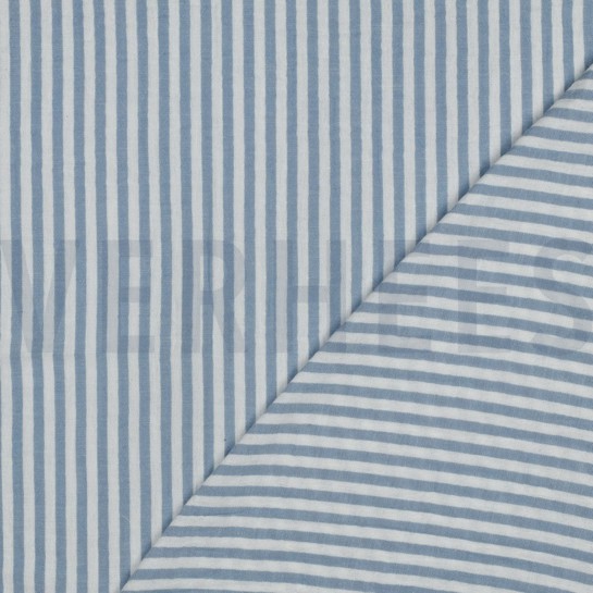 MUSSELIN GARNGEFÄRBT STREIFEN BLAU #7