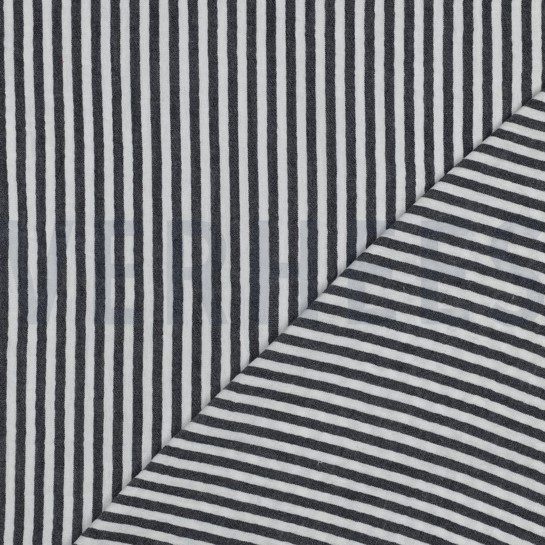 MUSSELIN GARNGEFÄRBT STREIFEN MARINEBLAU #7