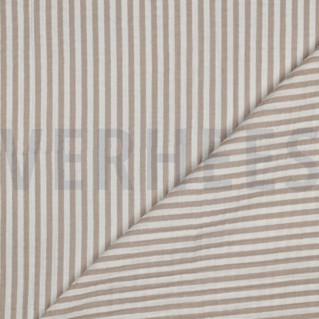 DOUBLE GAUZE YARN DYED STRIPES BEIGE #7