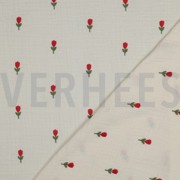 DOUBLE GAZE DE COTON BRODERIE FLEURS NATUREL (thumbnail) #4