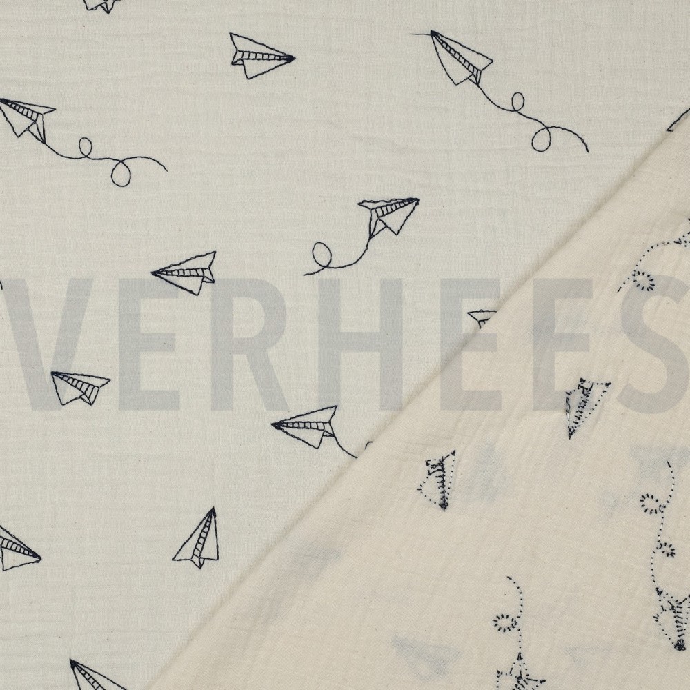 MUSSELIN STICKEREI PAPIERFLIEGER NATUR #7