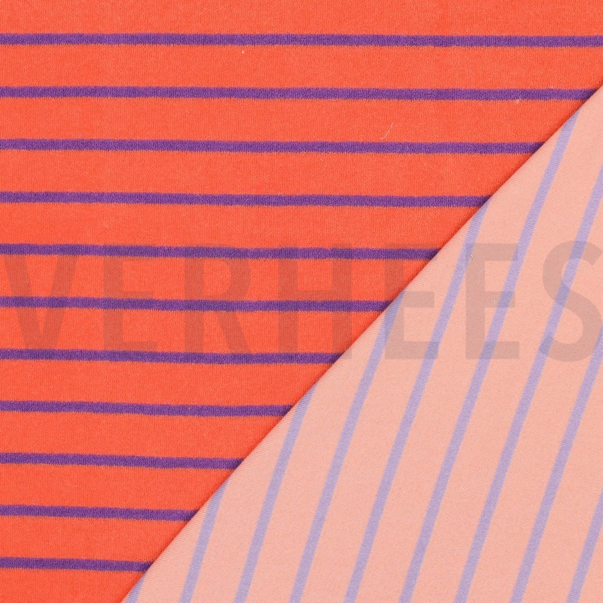 KATOEN BADSTOF GARENGEVERFD STREPEN ORANJE/PAARS (high resolution) #4