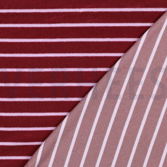 COTTON TOWELLING YARN DYED STRIPES BLUSH/LILAC #7