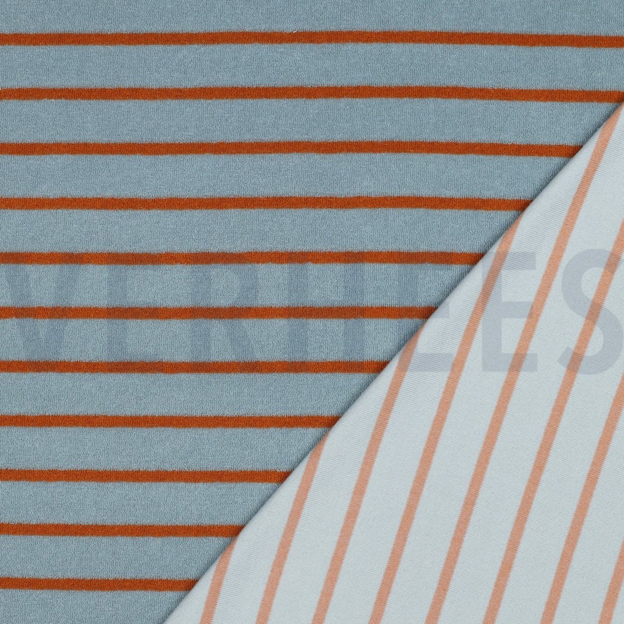 BAUMWOLLE FROTTEE GARNGEFÄRBT STREIFEN BLAU/BRAUN (high resolution) #4