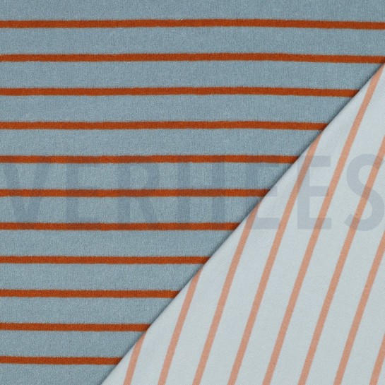 BAUMWOLLE FROTTEE GARNGEFÄRBT STREIFEN BLAU/BRAUN #7