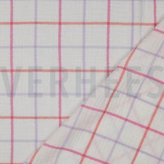 DOUBLE GAUZE YARN DYED CHECKS LAVENDER #7