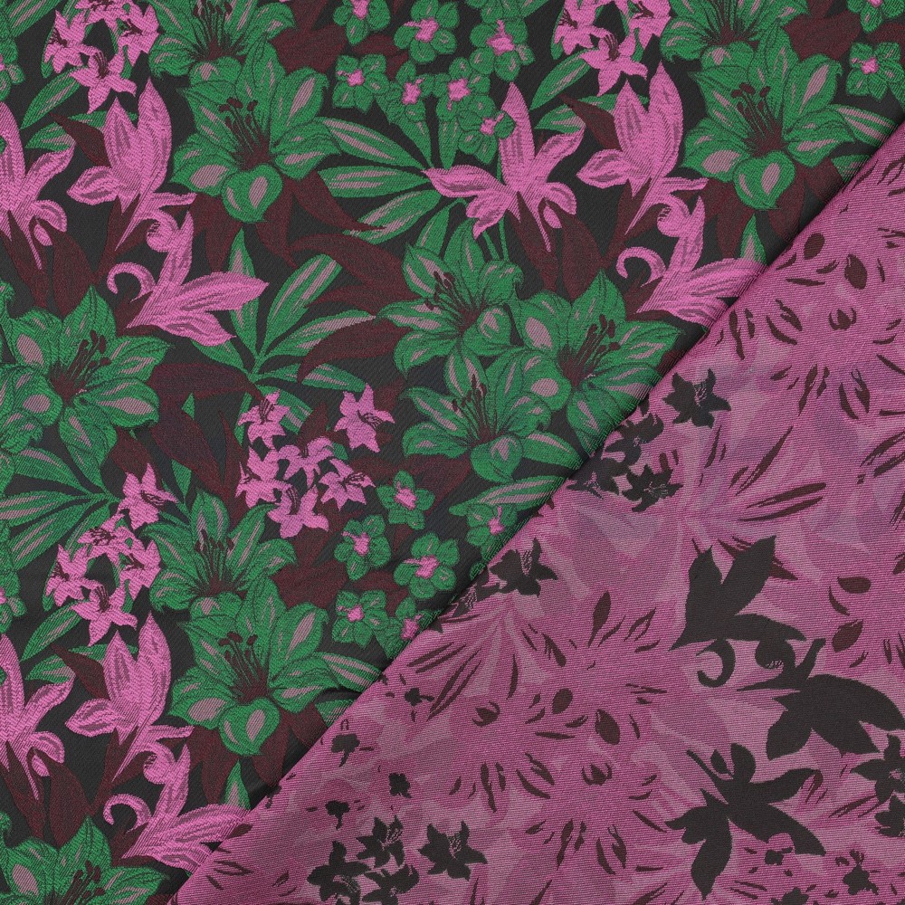 JACQUARD BLOEMEN DONKERGROEN #7