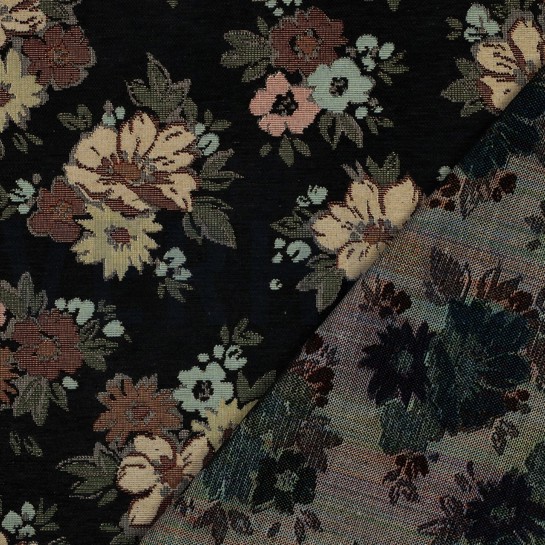 GOBELIN CHENILLE BLUMEN SCHWARZ #7
