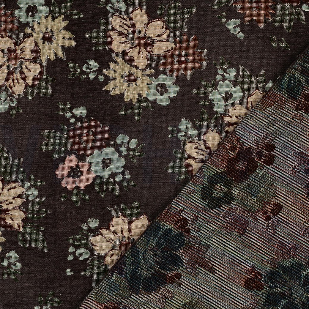 GOBELIN CHENILLE FLEURS BRUN #7