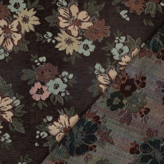 GOBELIN CHENILLE BLUMEN BRAUN #7