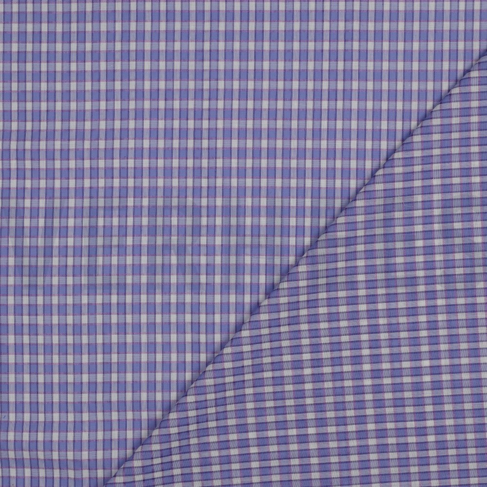 BAUMWOLLE GARNGEFÄRBT KAROS GLÄNZENDER FADEN LAVENDEL #7