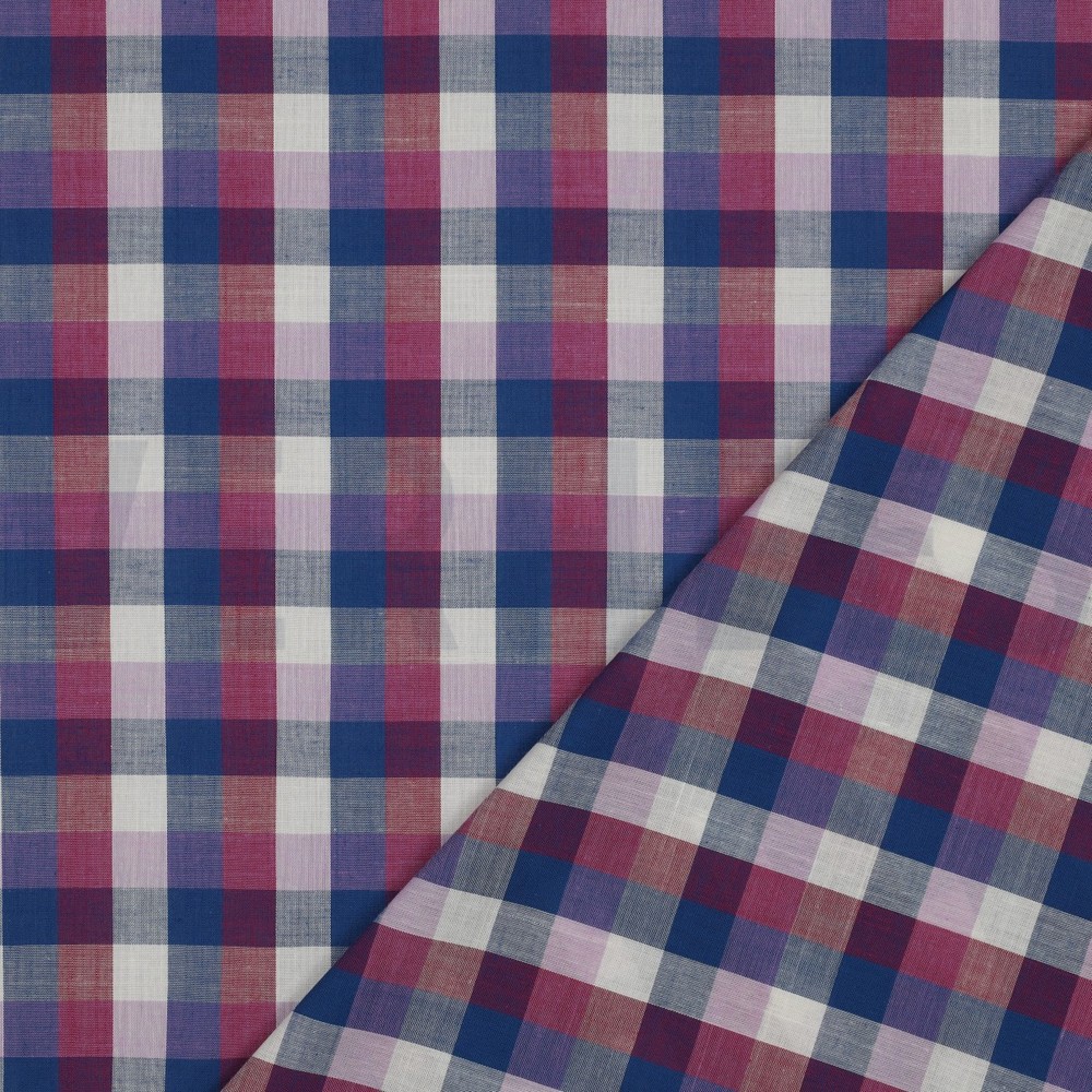 BAUMWOLLE GARNGEFÄRBT KAROS KIRSCHROT #7