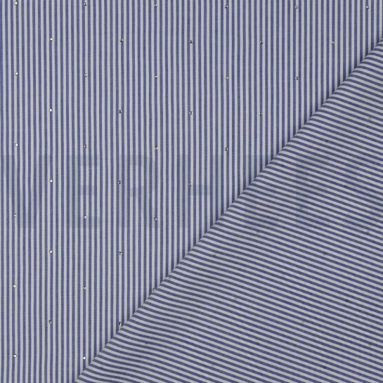 BAUMWOLLE GARNGEFÄRBT STREIFEN MIT NIETEN BLAU #7