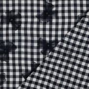 BAUMWOLLE GARNGEFÄRBT KAROS TÜLL BLUMEN MARINEBLAU (thumbnail) #4