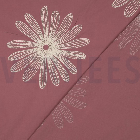 COTON BRODERIE FLEURS MAUVE #7