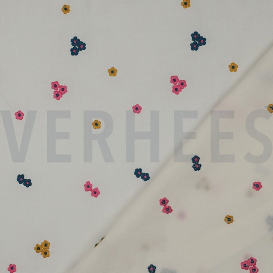 COTTON VOILE EMBROIDERY FLOWERS PINK #7