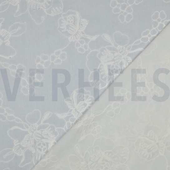 COTTON VOILE EMBROIDERY FLOWERS WHITE #7