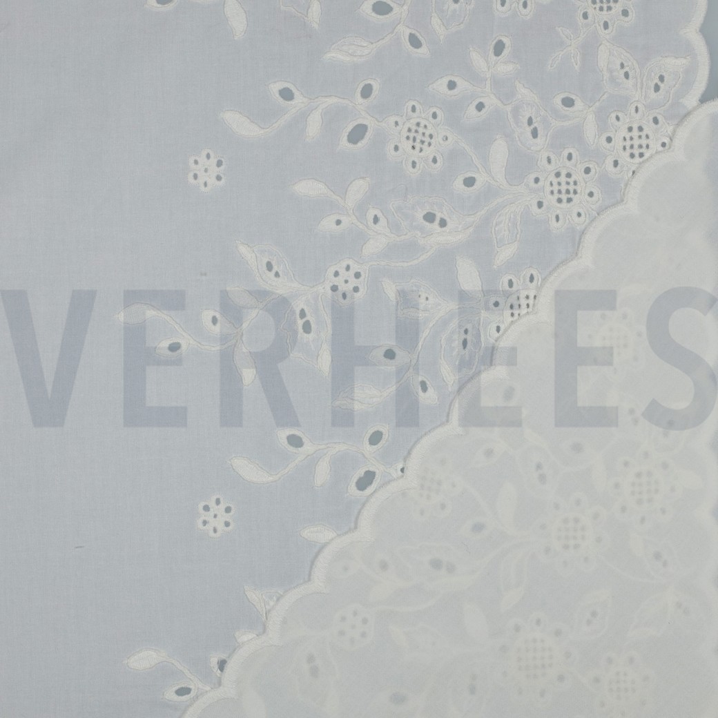 COTTON VOILE ONE-SIDE BORDER ONE-SIDE SCALLOP WHITE #7