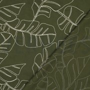 LINEN VISCOSE EMBROIDERY LEAVES FOREST GREEN (thumbnail) #4