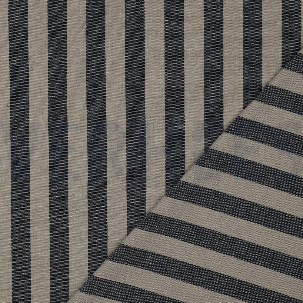 LINEN VISCOSE YARN DYED STRIPES NAVY #7