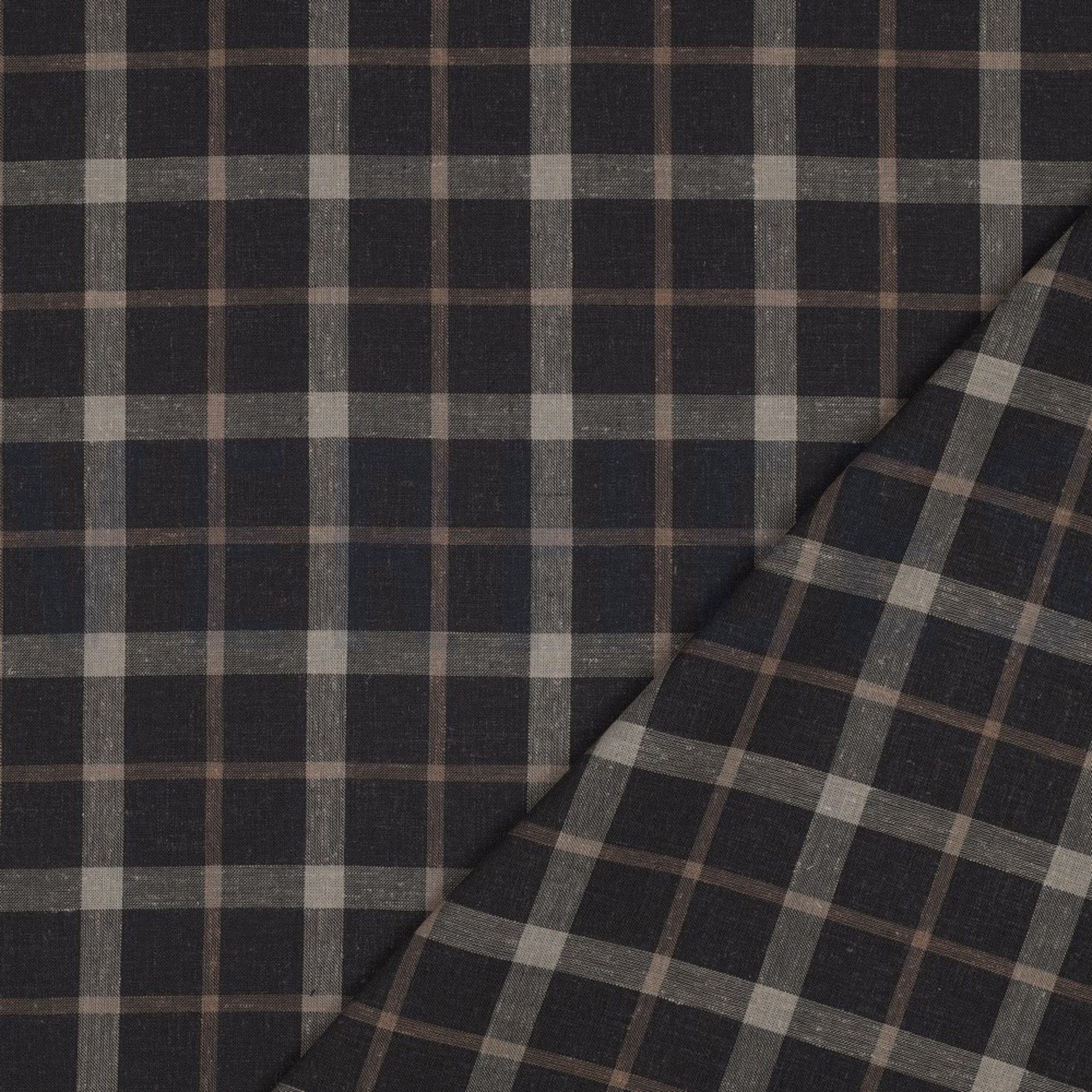 LINNEN VISCOSE GARENGEVERFD RUITEN BRUIN (high resolution) #4