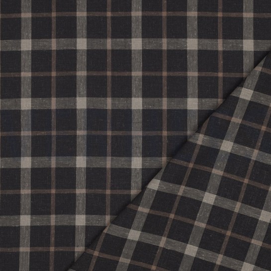 LINNEN VISCOSE GARENGEVERFD RUITEN BRUIN #7