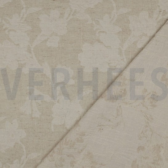 LINEN COTTON JACQUARD FLOWERS NATURAL #7