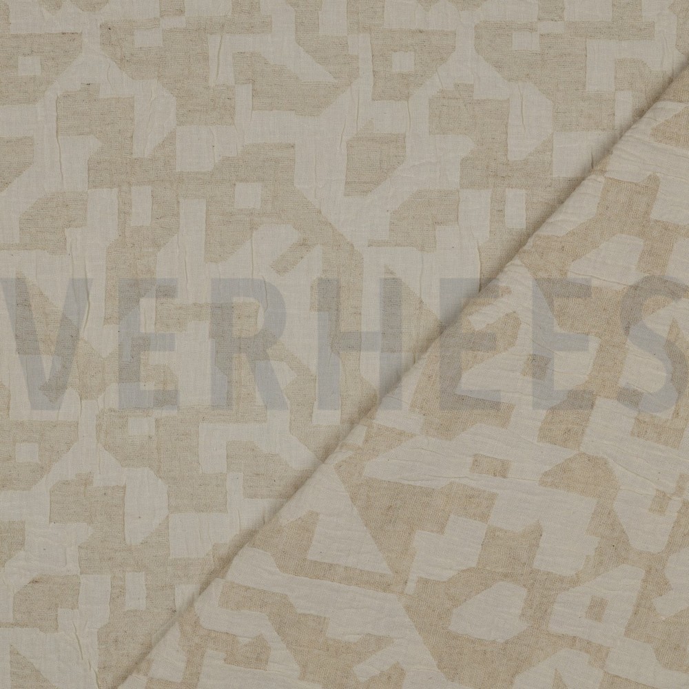 LINEN COTTON JACQUARD ABSTRACT NATURAL #7