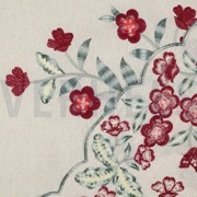 LINEN VISCOSE ONE-SIDE BORDER FLOWERS CERISE (thumbnail) #4