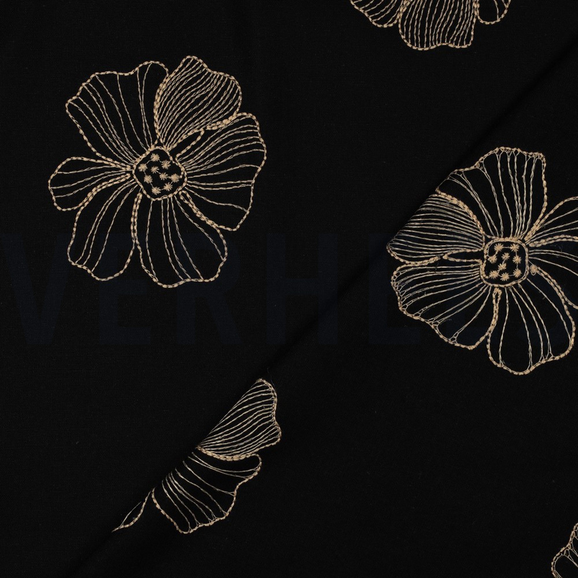 LIN VISCOSE BRODERIE FLEURS NOIR (high resolution) #4