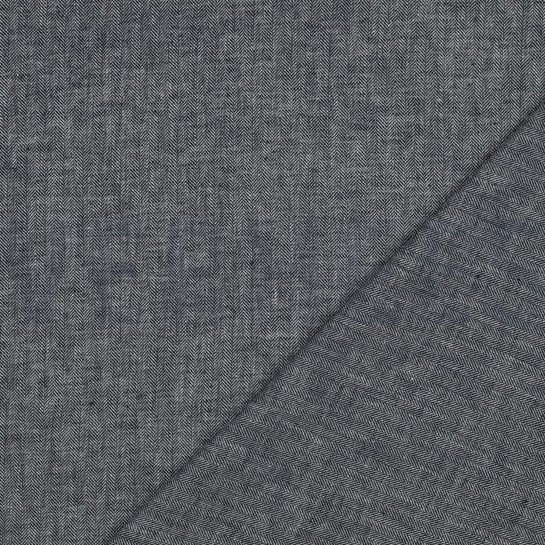 LEINEN BAUMWOLLE FISCHGRÄT MARINEBLAU #7