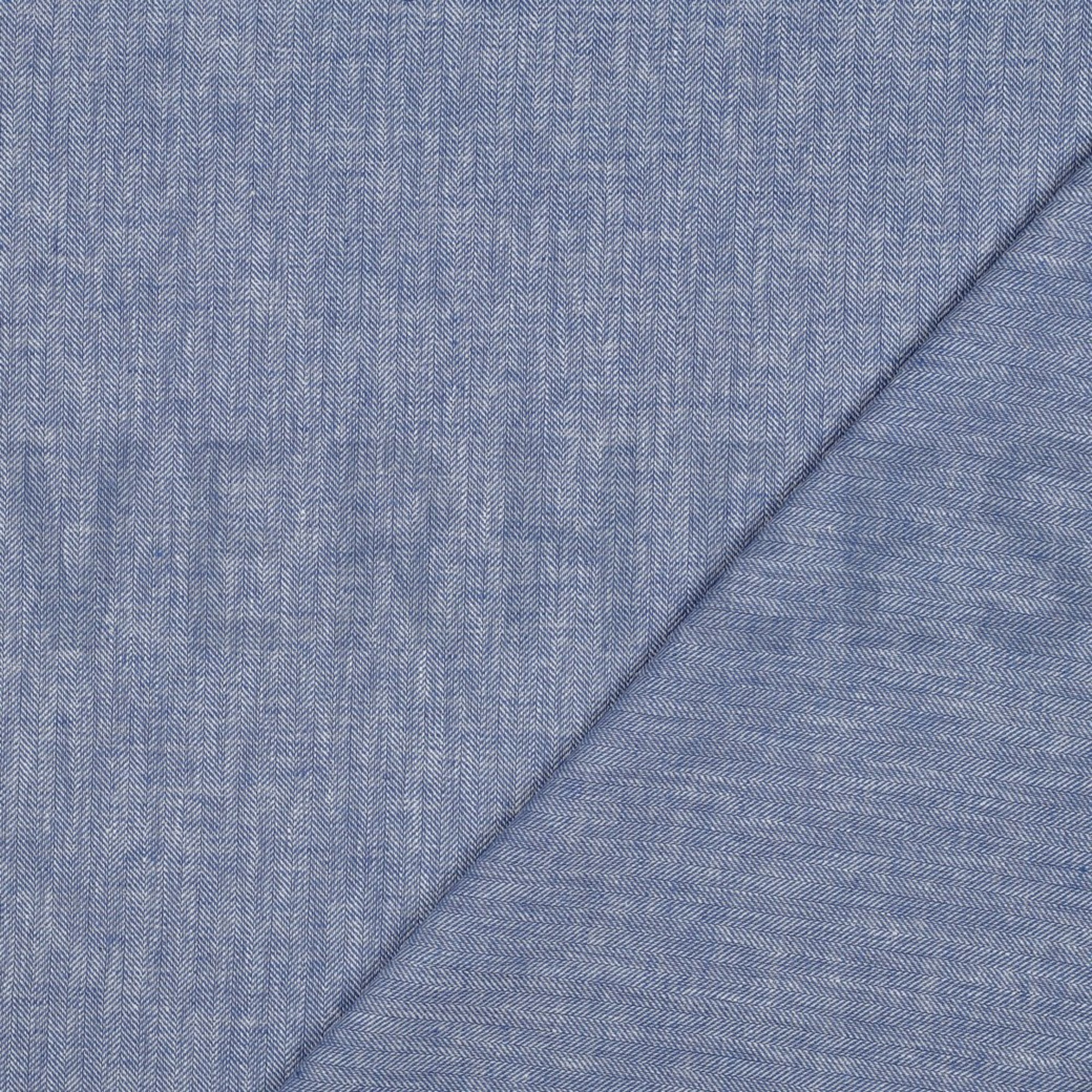 LINEN COTTON HERRINGBONE BLUE (high resolution) #4