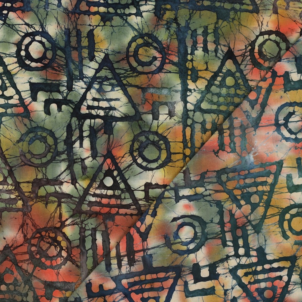 HANDGEFERTIGTE BATIK BAUMWOLLE GRÜN #7