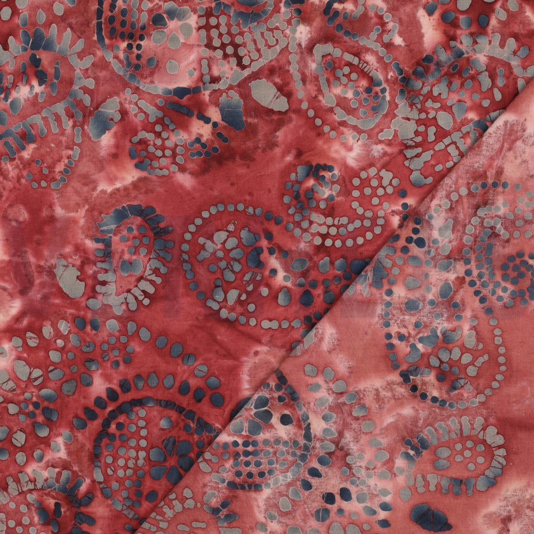 HANDCRAFTED BATIK COTTON DARK RED #7